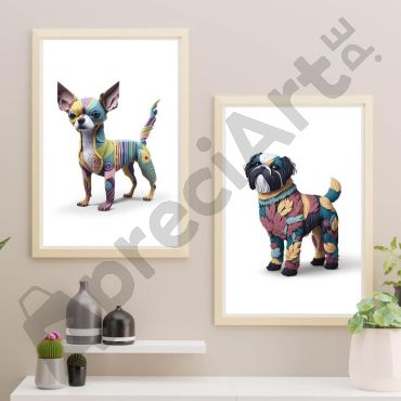 Cuadros de animales: Chihuahua y ShihTzu de Pie - Set de 2