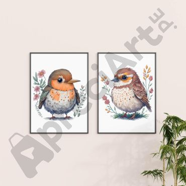 Cuadros de aves: Aves Silvestres - Set de 2