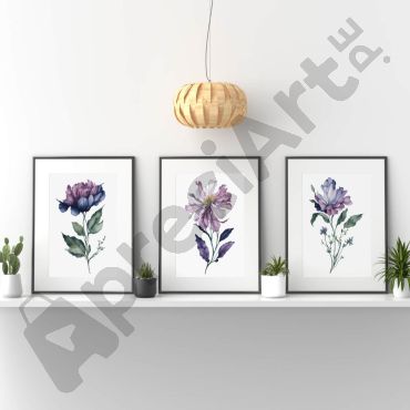 Cuadros de Flores - Campos de Lavanda - Set de 3