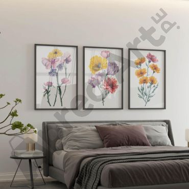 Cuadros de Flores - Trio de Rayos de Sol - Set de 3