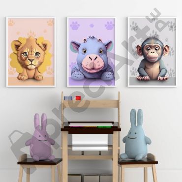 Cuadros para Bebés - Animales de la Jungla - Set de 3
