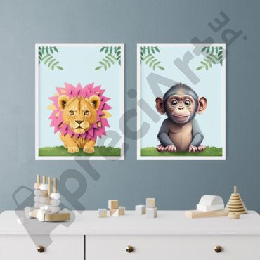 Cuadros para bebés - Animales Tropicales - Set de 2