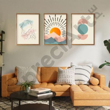 Cuadros de Arte Bohemio - Amanecer Tranquilo - Set de 3