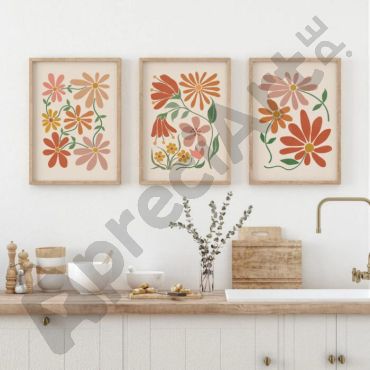 Cuadros de Arte Bohemio - Flores Coloridas - Set de 3