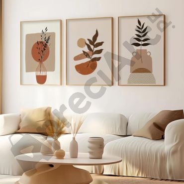 Cuadros de Arte Bohemio - Plantas y Macetas - Set de 3