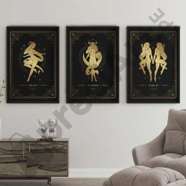 Cuadros de Cultura Pop - Aries-Tauro-Géminis - Set de 3