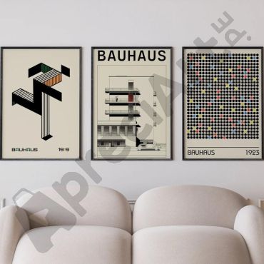Cuadros Abstractos - Arquitectura de Bauhaus - Set de 3