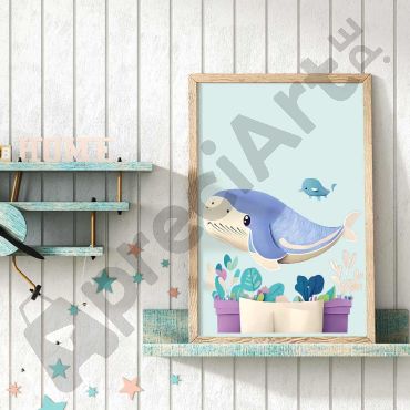Cuadros Para Bebés - Ballenas Azules - 01