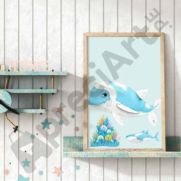 Cuadros Para Bebés - Ballenas Azules - 02