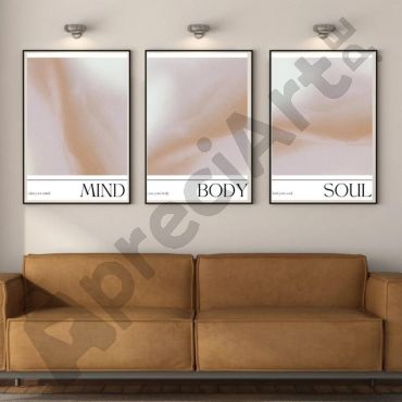 Cuadros Aesthetic - Mente, Cuerpo y Alma - Set de 3