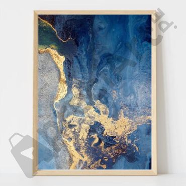 cuadro abstracto azul y oro