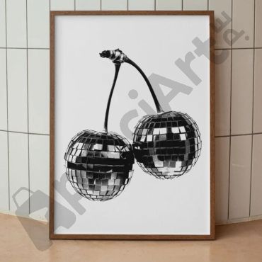 cuadro aesthetic bola de discoteca de cereza