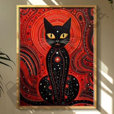 
cuadro de gato de lunares