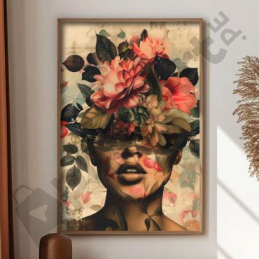 cuadro de mujer con flores