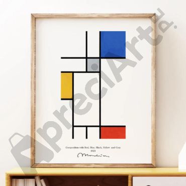 Cuadro de Piet Mondrian - Composición con Rojo, Azul, Negro, Gris y Amarillo