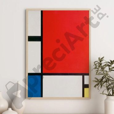 cuadro de piet mondrian composicion con rojo azul y amarillo