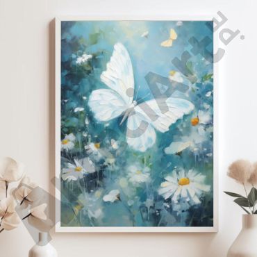 cuadros con mariposas a traves del campo de flores