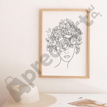 Cuadros de Arte Lineal - Cabeza con Flores