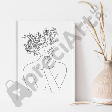 Cuadros de Arte Lineal - Silueta con Flores
