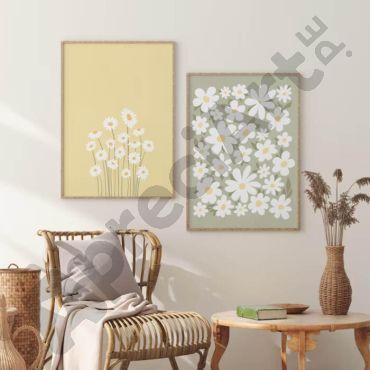 Cuadros para Sala - Margaritas Minimalistas Set de 2


