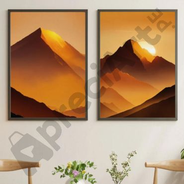 cuadros de montañas en el atardecer