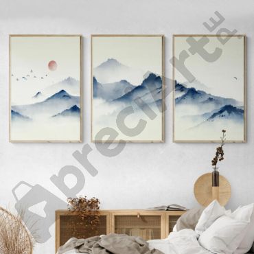 cuadros de paisajes naturales montañas japonesas