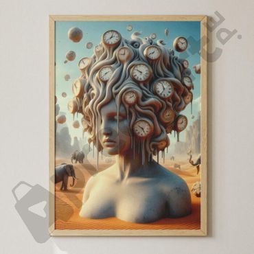 cuadros decorativos arte surrealista de mujer con relojes