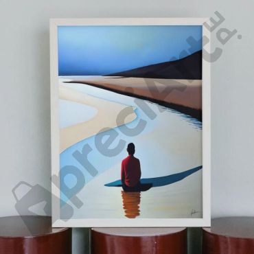 cuadro minimalista de hombre en la playa