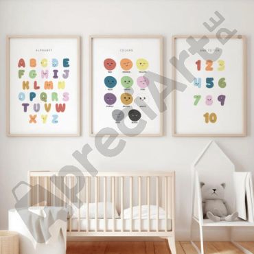 cuadros decorativos alfabeto numeros y colores en ingles