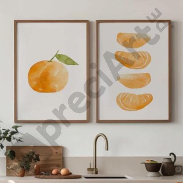 cuadros decorativos acuarela de mandarina
