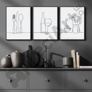 Cuadros para Cocina - Líneas Culinarias Set de 3