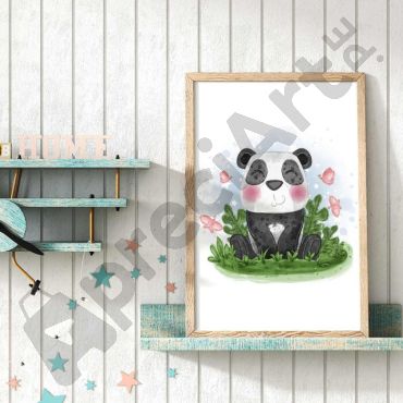 Cuadros para Bebés - Pequeño Oso Panda en el Prado