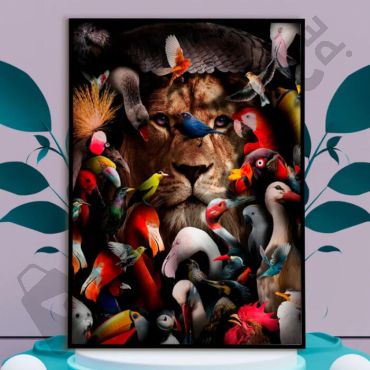 cuadros para oficina leon con aves
