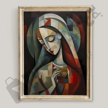 
cuadros para oficina retrato cubista de la virgen maria