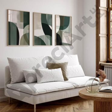 Cuadros para Sala - Esmeralda Abstracto Set de 3