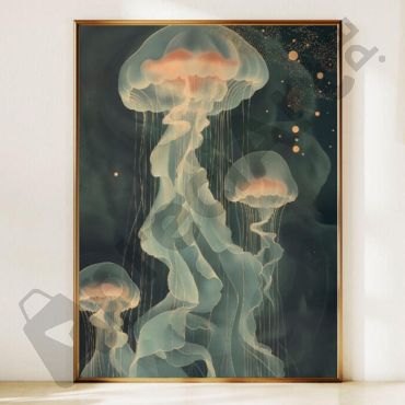 cuadros para sala medusas en el oceano