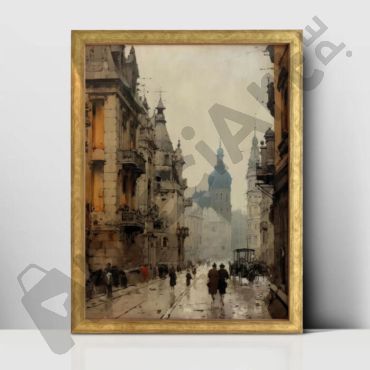 cuadro vintage templo skyline