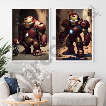 Cuadros de Superhéroes - Iron Man Chibi- Set de 2