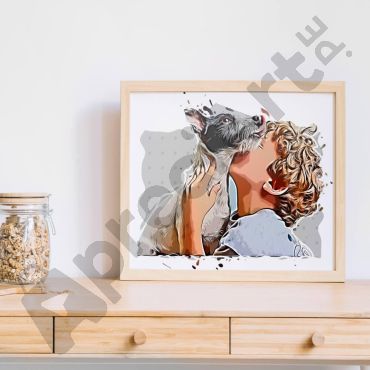 Caricaturizate con un Fondo Adorable - Niño y Perro