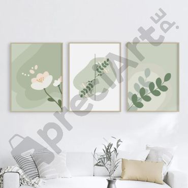 Cuadros de Arte Bohemio - Naturaleza Verde - Set de 3