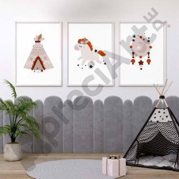 Cuadros para Bebés - Pony en el Lejano Oeste - Set de 3