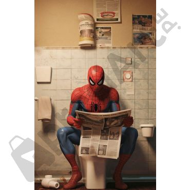 poster spiderman en el baño