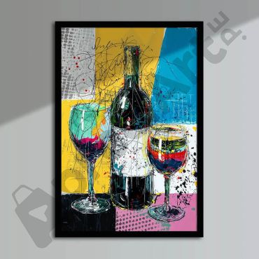 Cuadro vino y copas