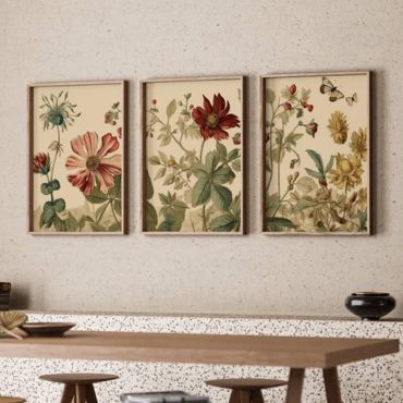 Cuadros Vintage - Flores - Set de 3