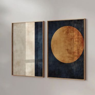 Cuadros Abstractos - Luna Dorada - Set de 2