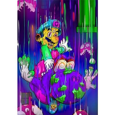Póster Mario Bros - Luigi retro alterado