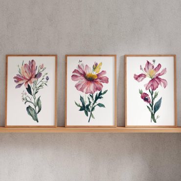 Cuadros de flores - Trío de Rosas Eternas - Set de 3