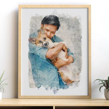 Cuadros Personalizados - Caricaturizate con tu Mascota en Acuarela