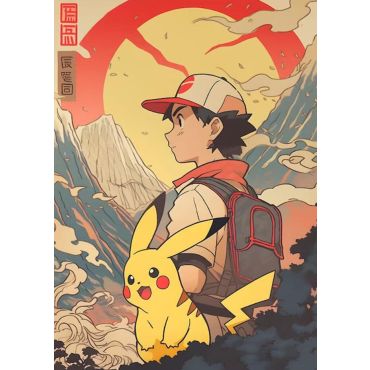 Pósters de Pokémon - Ash y Pikachu