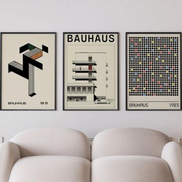 Cuadros Abstractos - Arquitectura de Bauhaus - Set de 3